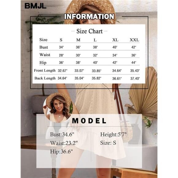 Womens Swimsuit Cover Up V Neck Bathing Suit Cover Ups Eyelet‎ Beach Dress - Picture 6 of 14